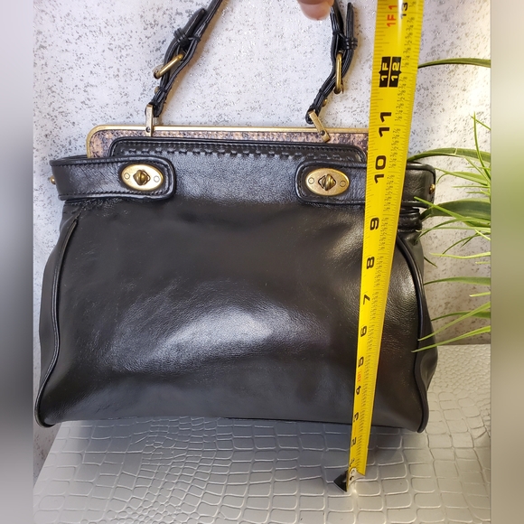 Talbots  100% Genuine Leather Double Turnlock Snakeskin Detail Satchel bag - Picture 12 of 13